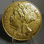 MUTTERLAND (Study For A Coin Head ) Medallion 3D printed plastic gilded 24 carat gold leaf 7cm diameter